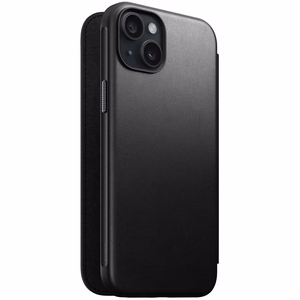 Nomad modernus odinis folio dėklas telefonui iPhone 15 Plus 6,7" juodas