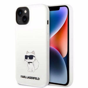 Karl Lagerfeld KLHMP14MSNCHBCH iPhone 14 Plus 6.7" baltas silikoninis dėklas Choupette, magnetinis (MagSafe)