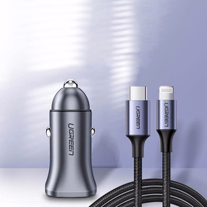 Ugreen CD130 USB-A / USB-C 30W автомобильное зарядное устройство - серое