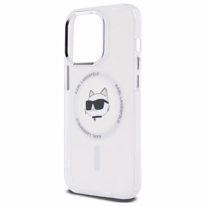 Karl Lagerfeld IML Metalinė Choupette galva MagSafe dėklas iPhone 14 Pro - baltas