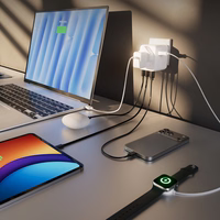 Universalus kelioninis adapteris su USB-A ir 2x USB-C P