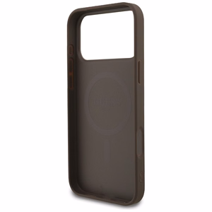 Guess 4G Strap Triangle Logo Magnetinis dėklas telefonui iPhone 17 Pro Max - ruda