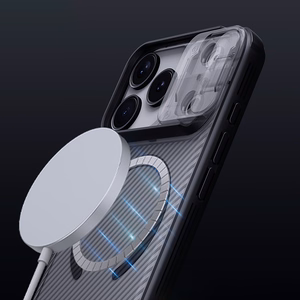 "Nillkin CamShield Pro MagSafe" suderinamas dėklas, skirtas "iPhone 17 Pro Max" - skaidrus, juodas