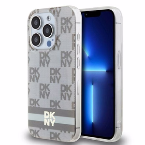 DKNY IML languotas mono raštas ir spausdintos juostelės Magnetinis dėklas iPhone 15 Pro Max - smėlinė