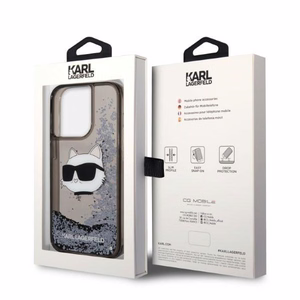 Karl Lagerfeld KLHCP14XLNCHCK iPhone 14 Pro Max 6.7" juodas/juodas kietas dėklas Glitter Choupette Head