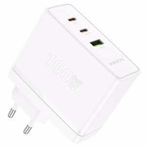 Borofone sieninis įkroviklis BN11 Imperial - USB + 2xType C - QC 3.0 PD 100W baltas