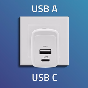 Qoltec 51825 GaN 45 W įkroviklis | 5–20 V | 1,5–3 A | 1 x USB-C PD | 1 x USB QC 3.0 | Baltas
