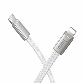 Plokščias kabelis USB C į "Lightning" Hoco PD 30W 1 m X125 baltas