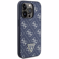 Guess 4G Triangle Metal Logo dėklas telefonui iPhone 15 Pro - mėlynas