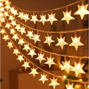 LED girlianda 10M (80 LED lempučių) USB žvaigždės, šiltai balta