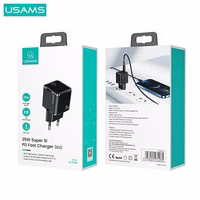USAMS Tinklo įkroviklis 1xUSB-C T42 mini 25W (tik galvutė) Super SI 5V-3A PD3.0 Fast Charging juodas CC140TC01 (US-CC140)