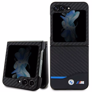 BMW odinis dėklas su anglies pluoštu Samsung Galaxy Z Flip 5 - juodas