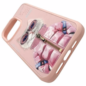 Nimmy Cool&Cute 2.0 katės dėklas iPhone 15 Pro - rožinis