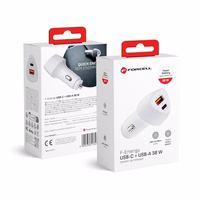 Įkroviklis automobilinis Forcell (CC50-1A1C) (1xUSB-C; 1xUSB; 5A 38W) baltas