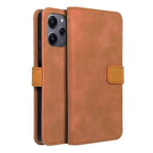 TENDER knygos dėklas telefonui XIAOMI Redmi 12 4G / 12 5G rudas