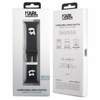 Karl Lagerfeld 3D Rubber Karl&Choupette Heads dirželis for Apple Watch 42/44/45/49mm - juodas
