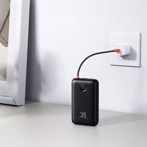 Veger K2 (W2068) 20000 mAh powerbank'as 35W PD QC3.0 su integruotais USB-C ir Lightning laidais, juodas
