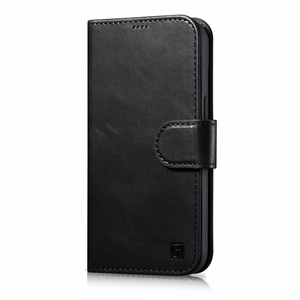iCarer Aliejaus Vaško Piniginės Dėklas 2in1 Dangtelis iPhone 14 Plus Anti-RFID Odinis Atverčiamas Dėklas Juodas (WMI14220723-BK)