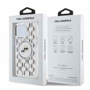 Karl Lagerfeld IML Monograma Karl & Choupette Galva Magnetinis Dėklas telefonui iPhone 15 Pro - skaidrus