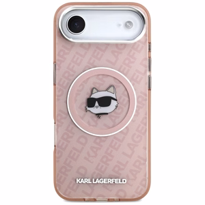 KARL LAGERFELD dėklas telefonui IPHONE 17 Air suderinamas su Magnetine KLHMP17MHMKBCHOP (IML Choupette Head Logo) rožinė