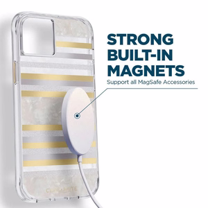 Case-Mate Pearl Stripes MagSafe dėklas, skirtas iPhone 14 / 13, dekoruotas perlamutru