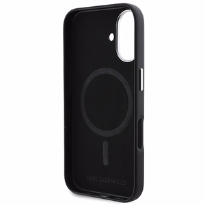 Karl Lagerfeld FW Metal Plate Magnetinis iPhone 16 Plus dėklas - juodas