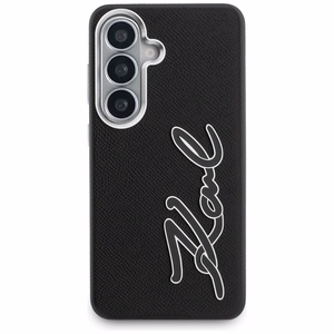 Karl Lagerfeld Grained Signature Metal Resin Logo dėklas Samsung Galaxy S26 juodas