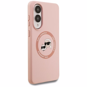Karl Lagerfeld silikoninis Nauble galvos ir apskritimo Magnetinis dėklas telefonui Samsung Galaxy S25 Edge - rožinė