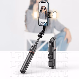 Tech-Protect L05S Bluetooth selfie lazda trikojis ir LED šviesa juoda