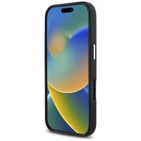 Karl Lagerfeld Saffiano pilnai aptrauktas pailgo metalinio logotipo magnetinis dėklas telefonui iPhone 16 Pro - juodas