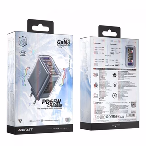 Įkroviklis Acefast GaN pilkas 65W (2xPD / 1xQC3.0)