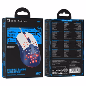 Wired mouse Hoco GM51 Gaming White/Blue