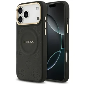 Guess Peony Hot Stamp Magnetinis dėklas telefonui iPhone 17 Pro Max - juodas