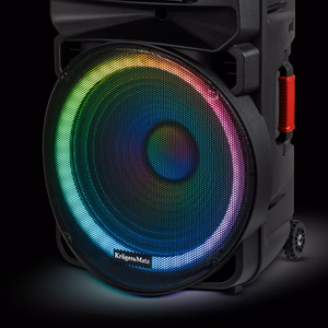 60 W aktyvioji kolonėlė su 2 belaidžiais UHF mikrofonais, SD, Bluetooth, FM, USB ir LED