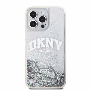DKNY dėklas telefonui iPhone 15 Pro Max 6,7" DKHCP15XLBNAET baltas HC skysti blizgučiai su arkinis logotipas