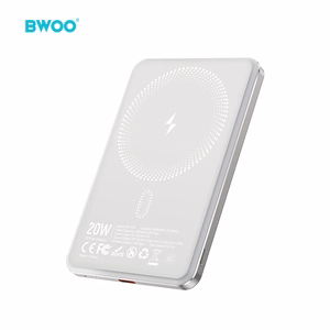 BWOO Ultra Slim Išorinė baterija 5000mAh with magnetic charging P79 light pilkas