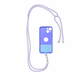 SWING (6mm) telefono dirželis, telefono pakabukas su reguliuojamu ilgiu / virvelės ilgis 165 cm (maks. 82,5 cm kilpoje) / ant peties arba kaklo – baltas–violetinis