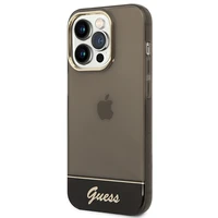 Guess GUHCP14LHGCOK iPhone 14 Pro 6.1 juodas / juodas kietasis dėklas permatomas