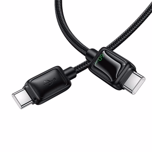 Kabelis su skystųjų kristalų ekranu USB C į USB C Hoco 3A 60W 1,2 m U146 juodas