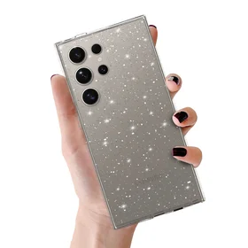 Krištolo blizgučių dėklas telefonui Samsung Galaxy S25 Ultra – sidabrinis