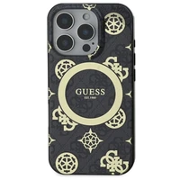 Guess IML Peony On 4G Background Magnetinis dėklas iPhone 16 Pro Max - juodas