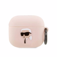 Karl Lagerfeld KLA3RUNIKP AirPods 3 dėklas rožinis silikoninis Karl Head 3D