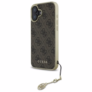 Guess 4G Charms Kolekcijos dėklas iPhone 16 - rudas