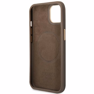 Guess GUHMP14MU4GPRW iPhone 14 Plus 6.7 "rudas / rudas kietas dėklas 4G Logo Plate MagSafe
