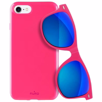 PURO Sunny Kit - dėklas set iPhone SE (2022/2020) / 8/7 + foldable sunglasses (rožinis)