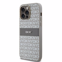 DKNY Odinis mono juosta ir metalinis logotipas dėklas telefonui iPhone 14 Pro Max - smėlio