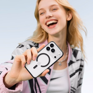 Rock Crystal Armor serijos magnetinis dėklas telefonui Iphone 17 Pro Max juodas