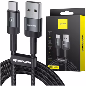 Spacecase USB-C laidas 1M 3A juodas