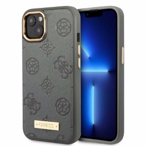Guess GUHMP13MSAPSTG iPhone 13 6.1" pilkas/pilkas kietas dėklas Peony Logo Plate Magnetinis