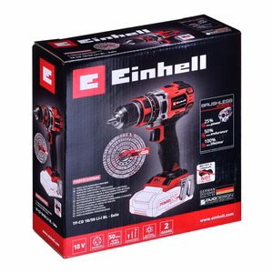 Einhell TE-CD 18/50 Li BL Solo – akumuliatorinis bešepetėlis smūginis gręžtuvas, juodos ir raudonos spalvos